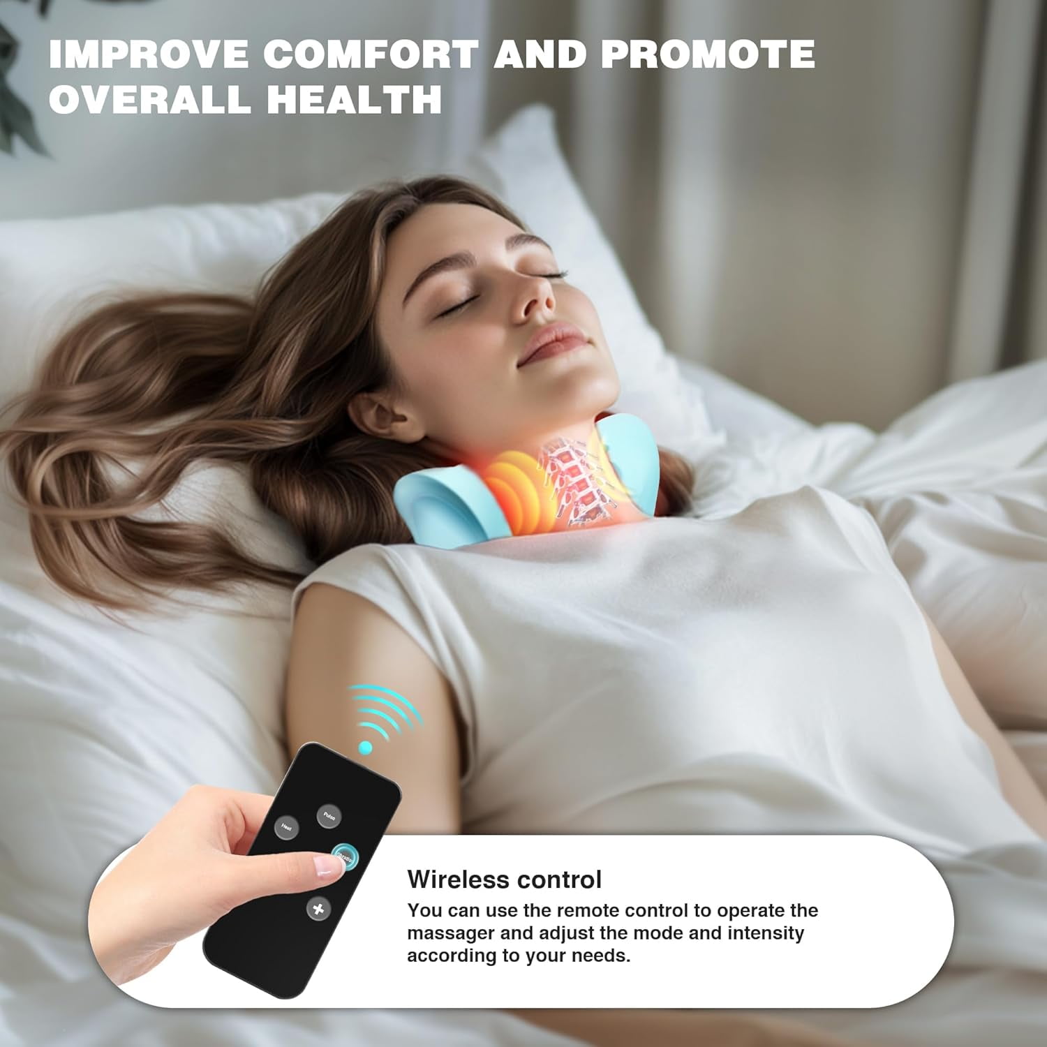 Neck Massager 2025, Neck and Shoulder Relaxer with Heat, 3 Modes, Portable Pillows for Pain Relief and Muscle Relax, 26° Angle Cervical Traction Device for Back, Shoulder