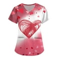 thumbnail image 2 of Womens Valentine's Day Scrub Tops V Neck Cute Heart Printed Scrub Tops Valentine's Day Caregiver T Shirts, 2 of 3