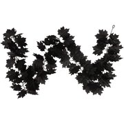 5.9ft Black Fall Maple Leaf Garland Artificial Fall Leaves Garland Hanging Vines Autumn Garland for Thanksgiving Door Fireplace Decor, Pack of 1