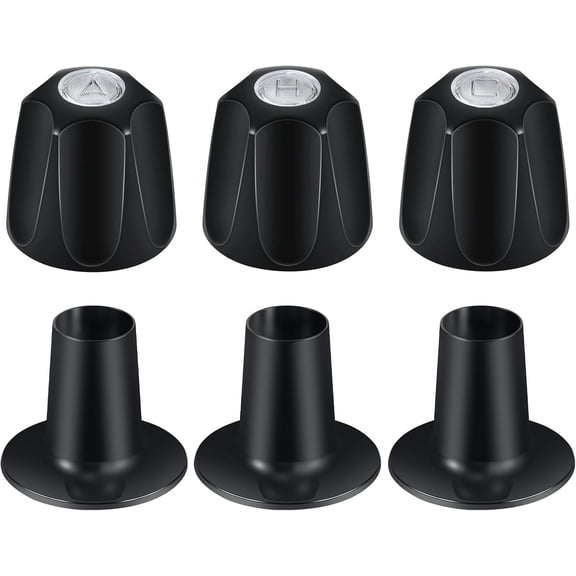 ABCISI Metal Matte Black Shower Knob 3 Piece Replacement, Compatible with Price/Pfister Verve Tub Shower Handle, 3 Faucet Handle Trim Kit, 12 Point Broach Shower Knobs, Height 2.35 in Width 2.35 in