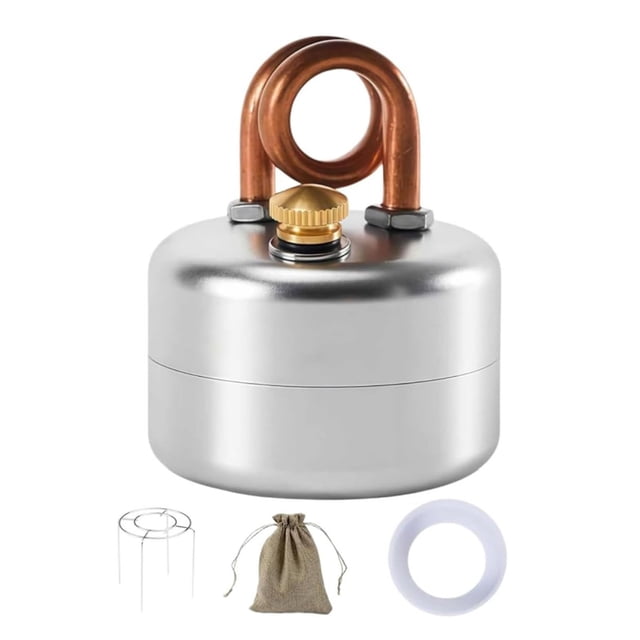 1 Ensemble de Réchaud de Camping Portable avec Support, Sac de Rangement, Réchaud Brûleur en Acier Inoxydable Léger, Mini Fournaise à Combustible Liquide pour Aventures en Plein Air, Sac à Dos, Randonnée