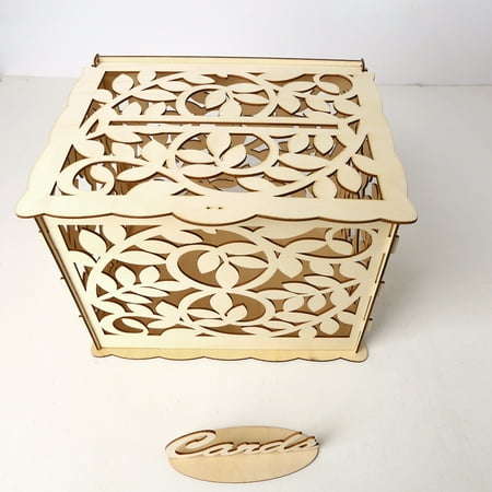 Diy Wooden Wedding Card Box With Lock And Card Sign Rustic Hollow