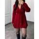 thumbnail image 4 of Vestido Mini de Punto con Cuello en V, Larga y Botones para Mujer Rojo XL, 4 of 9