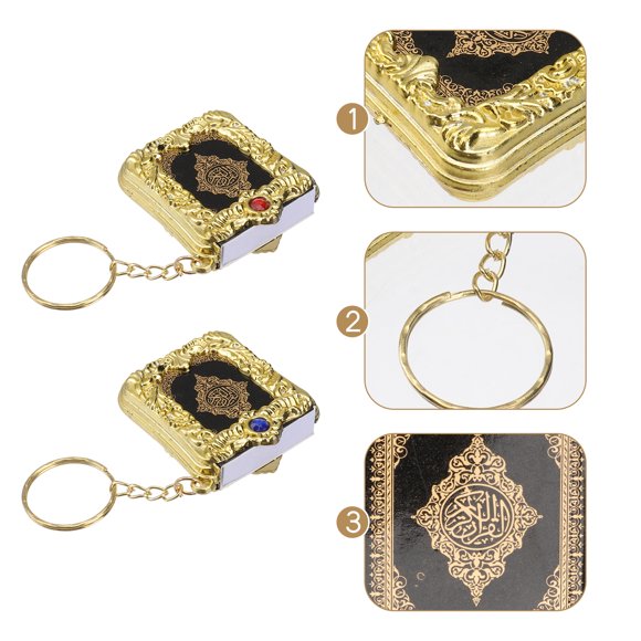 5pcs Mini Vintage Keychain Quran Book Koran Religion Keyring Decor Golden