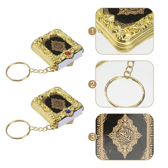 5pcs Mini Vintage Keychain Quran Book Koran Religion Keyring Decor Golden