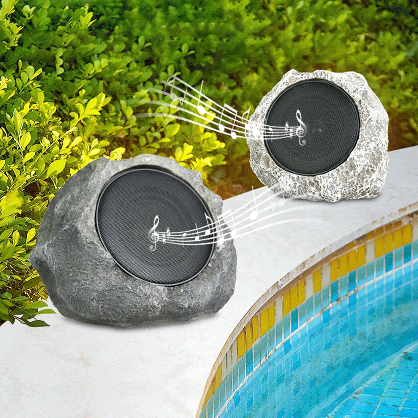 Apmemiss Clearance Rock Speakers Outdoor Waterproof Solar-Powered Wireless Bluetooth Outdoor Rock Speaker with USB Connect Rechargeable Battery for Pool Patio Deck Garden and Home