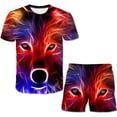 thumbnail image 1 of Moda lobo bebé niños y niñas conjuntos de ropa niños camisetas casuales pantalones cortos 2 uds trajes verano lobos traje de dibujos animados Suits4T Gao Jinjia LED, 1 of 2