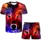 thumbnail image 1 of Verano niños Lobo camisetas pantalones cortos trajes niños niñas dibujos animados manga corta Tops + cintura elástica pantalones 2 uds ropa Outfits13T Gao Jinjia LED, 1 of 2