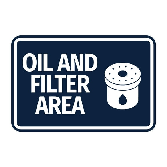 Signs ByLITA Classic Framed Oil and Filter Area Sign (Navy Blue / White) - Large
