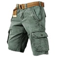 thumbnail image 4 of XEGLSBU Men Cargo Shorts Relaxed Fit Summer Solid Button Front Casual Shorts for Big & Tall Breathable Comfortable Daily Wear Dark Green Size S, 4 of 4