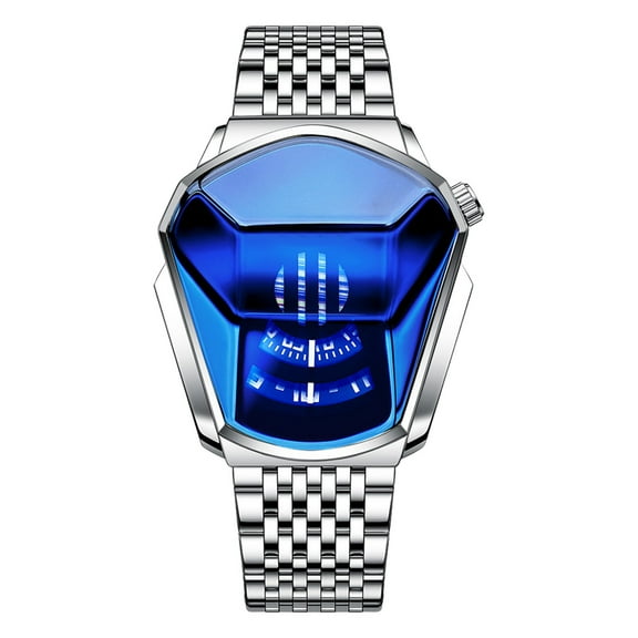 Fashion LED Binary Digital Wristwatch For Men With Stainless Steel Silver Plated Bracelet And Backlight Display