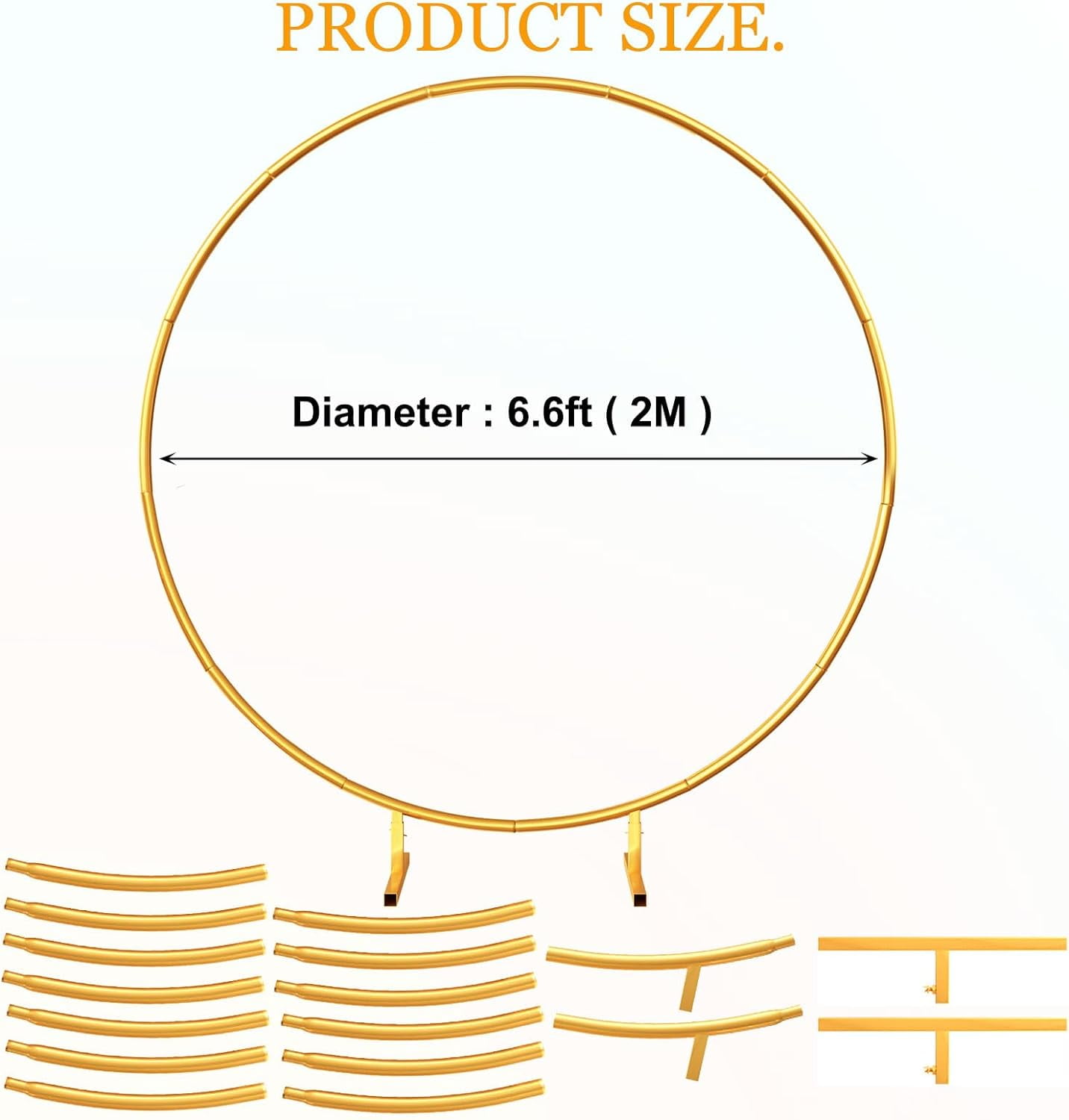 Round Backdrop Stand 6.6ft - Stable Gold Circle Balloon Arch Stand Metal Arch Backdrop Stand for Wedding Birthday Party Baby Shower Decoration