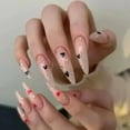 thumbnail image 2 of 24Pcs False Nails With Glue Almond Pink Butterfly Design Detachable Rhinestones Acrylic Fake Nails long stiletto Press On Nails, 2 of 6