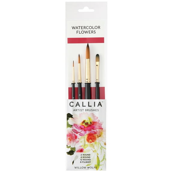 Willow Wolfe Callia Artist Watercolor Flowers Brush Set-Rounds and Filbert