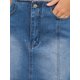 thumbnail image 5 of Falda de mezclilla para mujer INSPIRE CHIC, falda lápiz elástica de línea A con abertura lateral, falda de jeans de cintura alta, S azul, 5 of 6