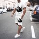 thumbnail image 3 of Nueva camiseta de manga corta + pantalón corto con estampado 3D de grafiti de animales para hombre de verano, traje deportivo informal, 3 of 5