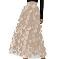 thumbnail image 3 of Flowy Skirt for Women Carnival Heavywork A Line Chiffon With Polka High Waist Elegant Layered Ruffle Casual Party Wear Womens Skirts Beige L, 3 of 5