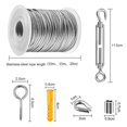 thumbnail image 2 of (20 m) Kit para colgar cuerda de acero inoxidable 304, cable de acero inoxidable recubierto de nailon, tensor de cable de acero de PVC, para cuerda de tienda, tendedero, candelabro de exterior, 2 of 5