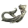 thumbnail image 5 of Nautical Aged Bronze Resin Seductive Mermaid Siren With Fishnets Figurine 7"L, 5 of 9