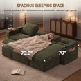 thumbnail image 3 of Muumblus Oversized Convertible Sectional Sleeper Sofa with Storage Chaise/Recliner, L-Shaped Pull Out Couch Bed for Living Room, Green Chenille, 3 of 11