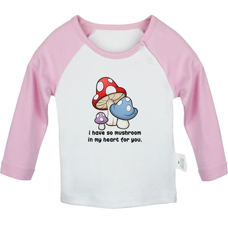 

iDzn I Have So Mushroom In My Heart For You Funny T shirt For Baby Newborn Babies T-shirts Infant Tops 0-24M Kids Graphic Tees Clothing (Long Pink Raglan T-shirt 6-12 Months)