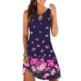 thumbnail image 1 of WISEFIN Women's Tank Dress Round Neck Sleeveles Floral Print A-Line Dresses Size M-3XL, 1 of 2