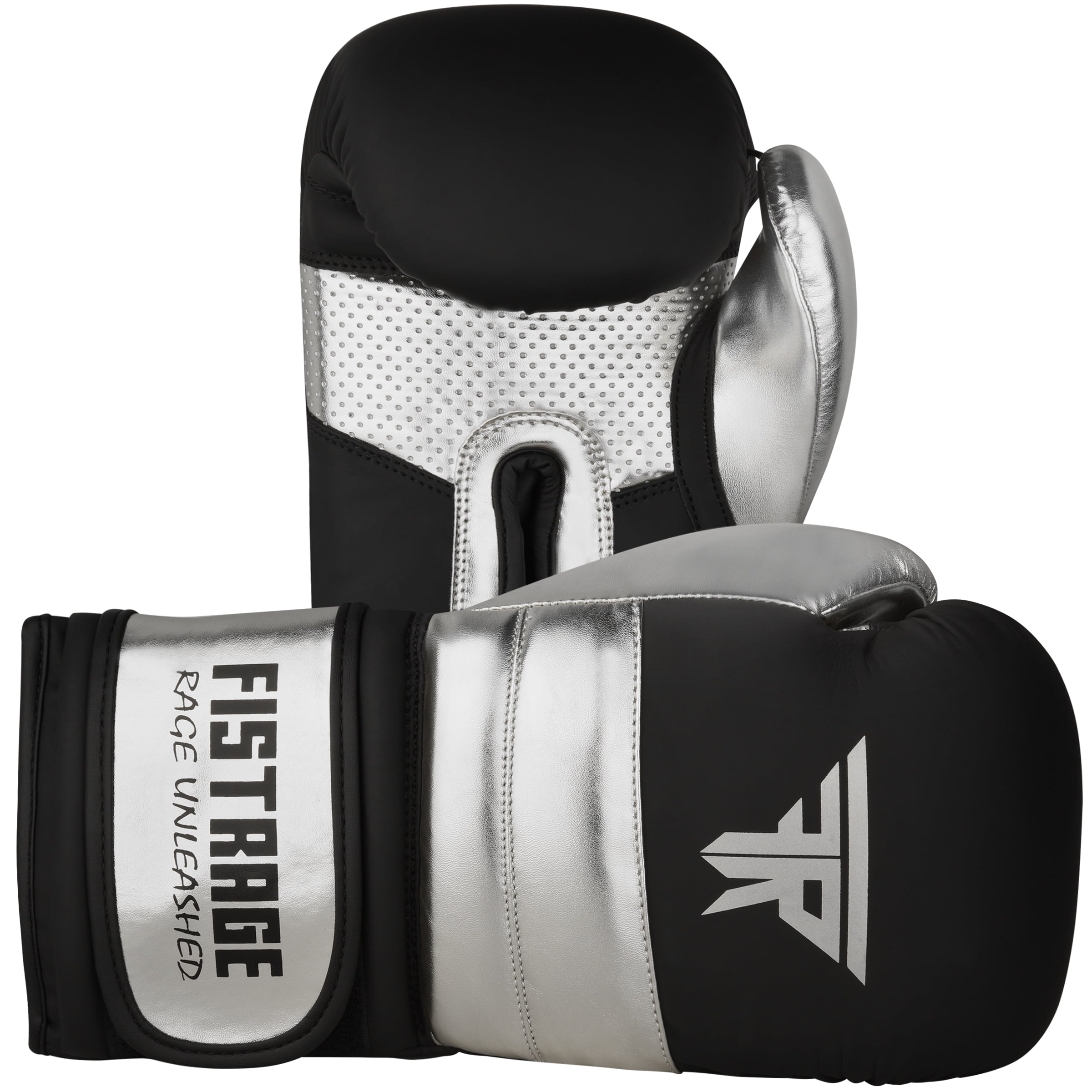 BULGING DERMIS Metallic Leather Boxing Gloves, Silver Black