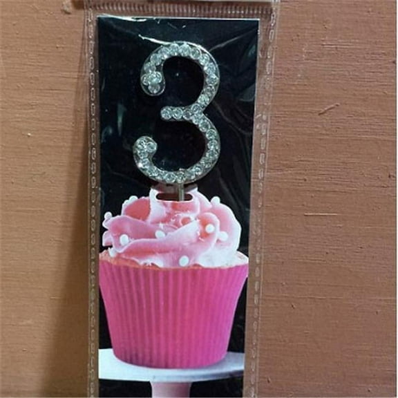 Cupcake Monogram Toppers - Silver with clear rhinestone - 1.8 in. H. - 4.5 in.