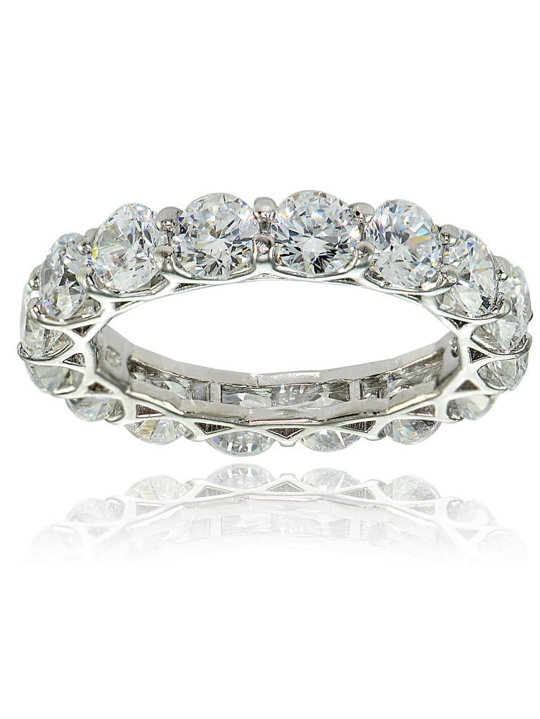 2 CARAT TW 3MM  925 STERLING SILVER & ROUND CUT CZ ETERNITY BAND SIZE 7 