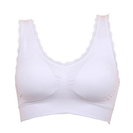 

Casual Women Solid Lace Fitness Bra Padded Bra Crop Top Stretch Vest White XL