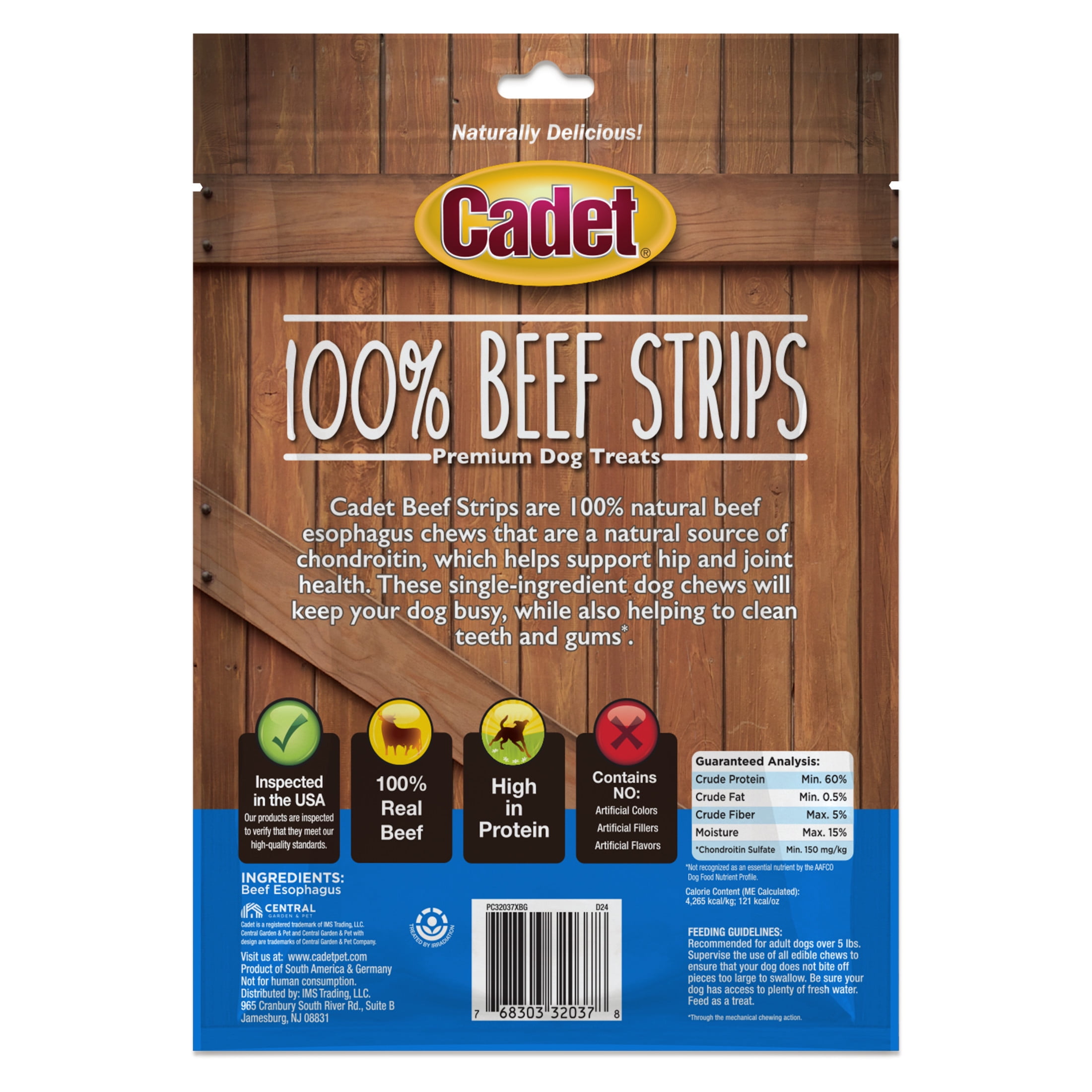 (2 pack) Cadet 100% Real Beef Strips Dog Treats, Single Ingredient Dog Jerky Treats for Small & Large Dogs, 4 Ounce