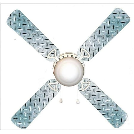 

888 Cool Fans F42-0001031 42 in. Diamond Plate Garage Shop Den 4-Blades Ceiling Fan with Schoolhouse Lamp