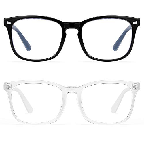 Transparent Lens Black Frame Blue Light Blocking Glasses Filter Blue Ray Round Eyeglasses for Women Men Computer Reading Glasses Transparent Lens