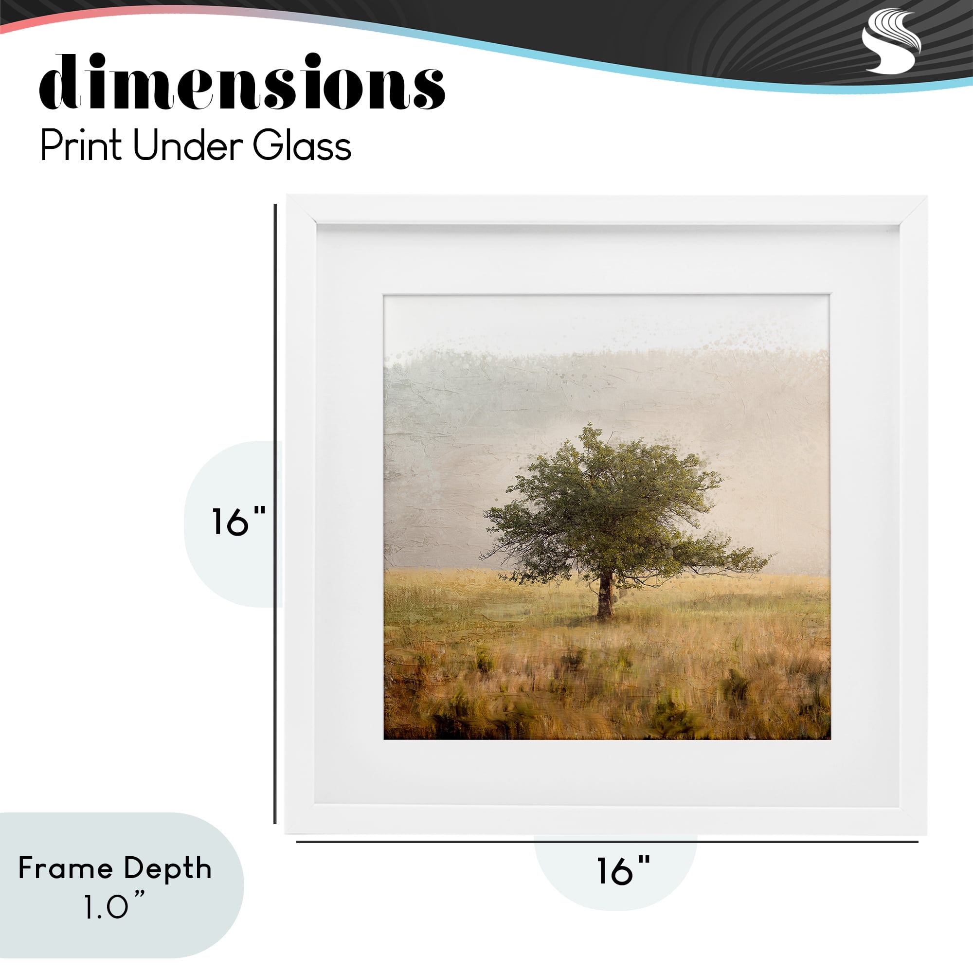 Stupell Industries Tree Alone in Golden Field White Framed Print Under Glass, design by Anne Bailey