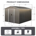 thumbnail image 5 of Jopath 8ft x 10ft Outdoor Metal Storage Shed with Metal Foundation for Backyard Lawn and Patio Furniture Gray, 5 of 9