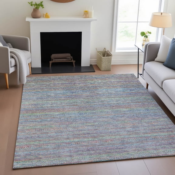 Addison Rugs Chantille Indoor/Outdoor Transitional Stripes Blue Machine Washable Rectangle Rug, 10' x 14'