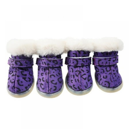 Topumt Warm Small Dog Snow Boots Waterproof Puppy Cat Booties Anti-Skid Pet Winter Shoes