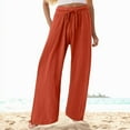 thumbnail image 2 of Sngxgn Women's Wide Leg Lounge Pants with Pockets Lightweight High Waisted Adjustable Tie Knot Loose Trousers(Red,XXL), 2 of 5