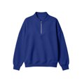 thumbnail image 5 of Women Sweatshirt Dqueduo Women's Long-Sleeve Solid Color Casual Loungewear Top – Drop Shoulders & Half-Zip Collar Blue XL, 5 of 7