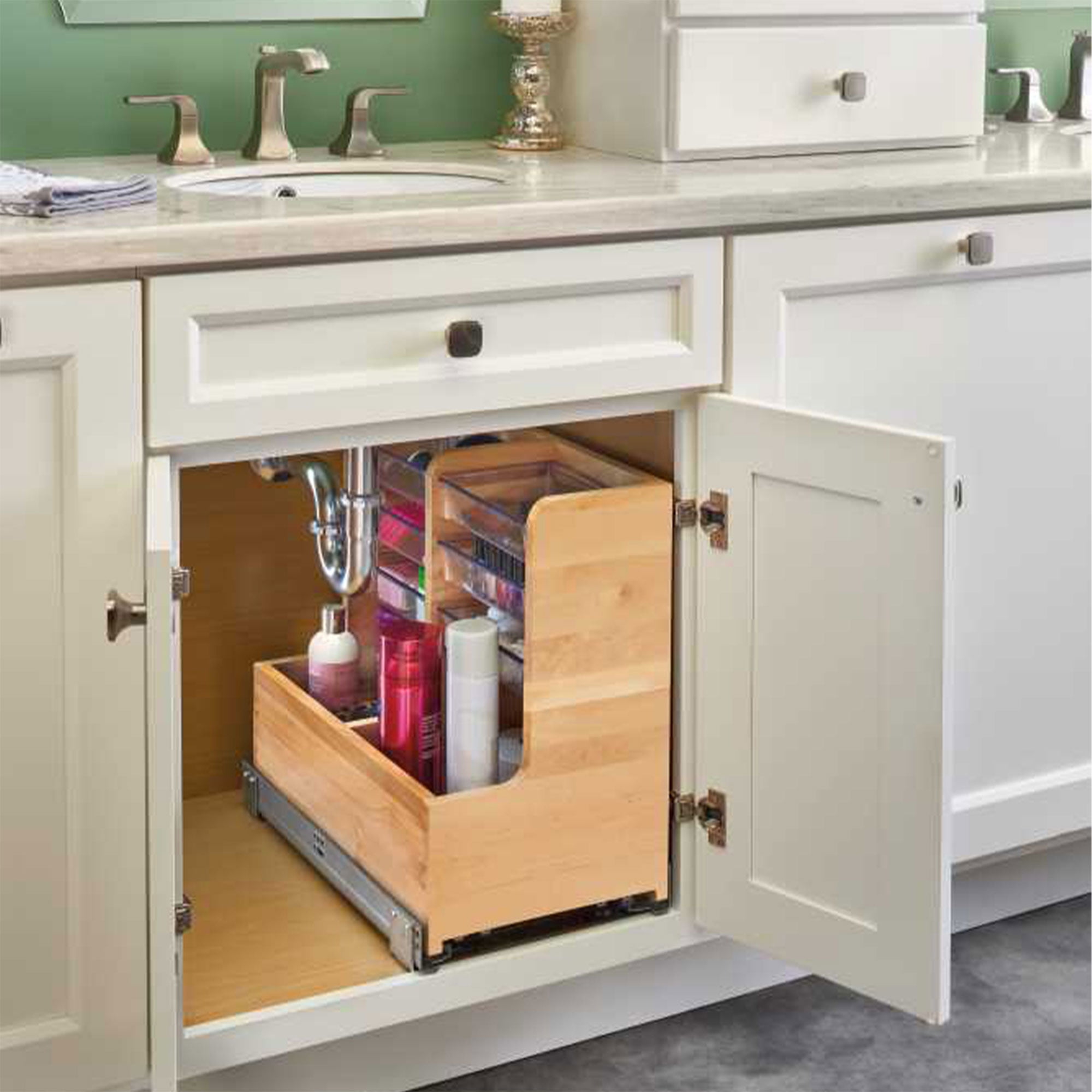  Innovative 30 Inch Vanity U-Shaped Undersink Base Cabinet Pullout  Organizer Rev-A-Shelf 48630VSBSCBM1 Full Extension Soft-Close Slides : Home  & Kitchen