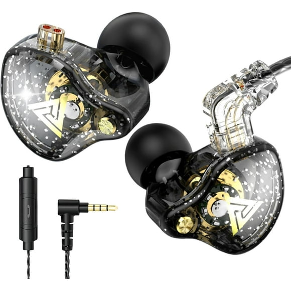 SDES-QKZ AK6 Pro Wired IEM for Gaming Earbuds with MIC, in Ear Monitor Headphones, Deep Bass Sound, 1DD 10mm Dynamic Driver, IEM for Music Video Calling (Black)