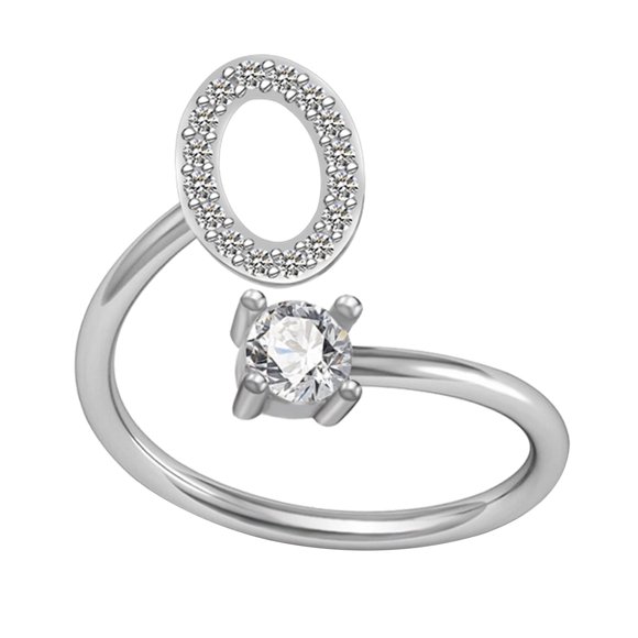 Anillos para mujer, regalos para mujer, exquisita moda, anillo de cobre con 26 letras del alfabeto inglés, anillo de moda.