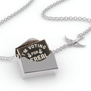 Locket Necklace I'm Voting For Cereal Funny Saying in a silver Envelope Neonblond