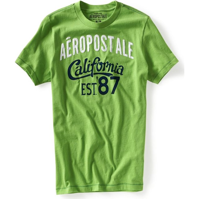 Aeropostale Hombre California Est. Camiseta gráfica 87, verde, mediana