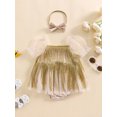 thumbnail image 2 of Gupgi Barboteuse à Franges pour Bébé Fille Robe à Manches Courtes avec Bandeau et Franges à Sequins, 2 of 8