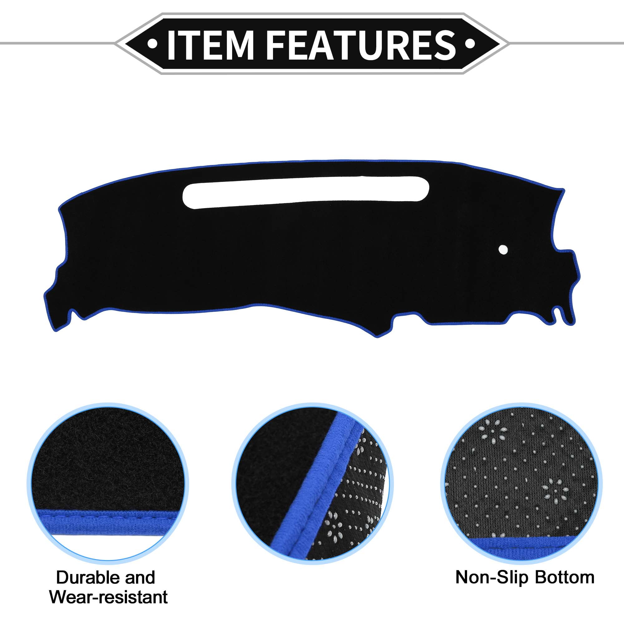 Unique Bargains Dashboard Covers for Chevrolet S10 1998-2004 Non-Slip Dash Cover Mat Polyester Black, Blue Front