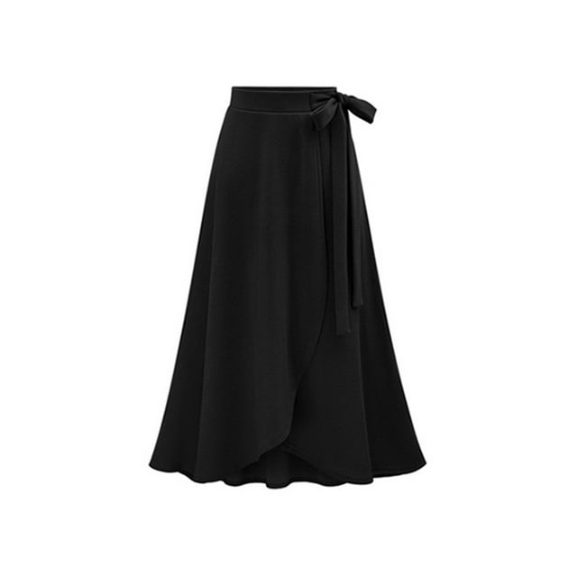 Qarigey Haz que las cabezas giren con nuestra favorecedora larga negra sólida negra midi larga Faldas Mujeres negro 6XL 1 Type3 NO3