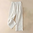 thumbnail image 2 of Clearance! Ohufall Pants Women's Pants, Solid Color Casual Pocket Elasticated Feeling Of Falling Cotton And Linen Pants Women Summer, Straight Barrel Pants Clearance, 2 of 5