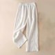 thumbnail image 1 of ICHUANYI Clearance Women's Solid Color Casual Pocket Elasticated Feeling Of Falling Cotton And Linen Straight Barrel Pants(White, M) ICHUANYI WER2023081402371, 1 of 5