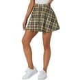 thumbnail image 4 of INSPIRE CHIC Women's Skirt Plaid A-Line Zip Up High Waist Mini Skirt L Coffee Brown, 4 of 5